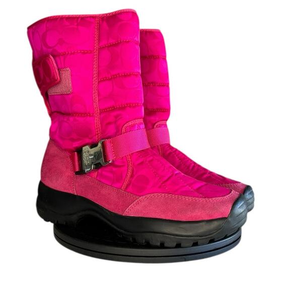 ***SOLD*** Womens Coach Sharron Mid-Calf Boots Size 9.5 Fuschia Pink Buckled - Picture 3 of 6